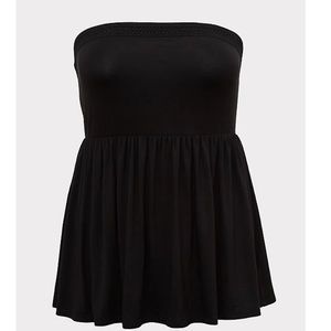 Torrid Super Soft Crochet Strapless Babydoll Top